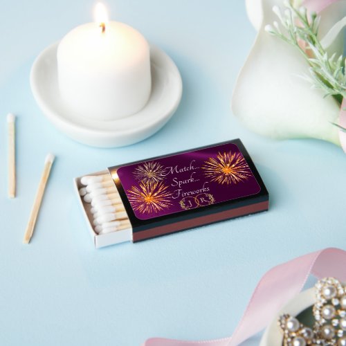 Fireworks & Monogram - Plum Matchboxes