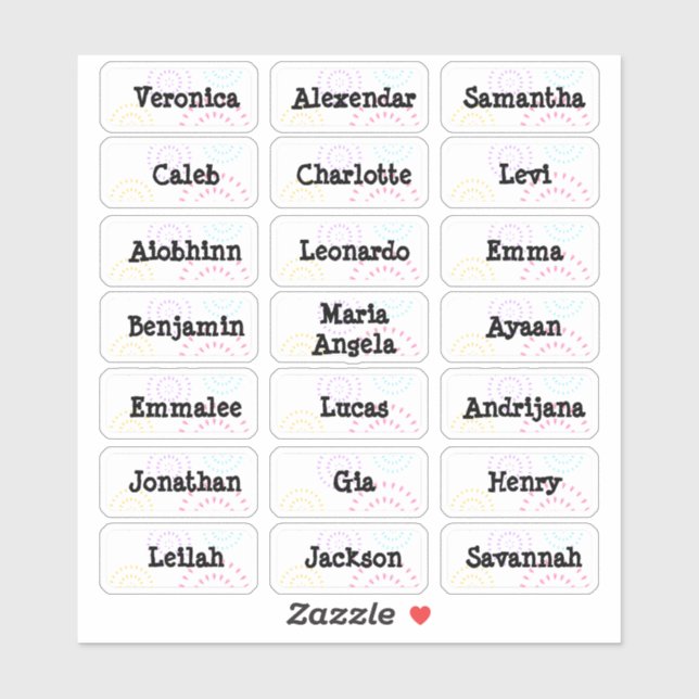 Fireworks Multiple Name Stickers (Sheet)