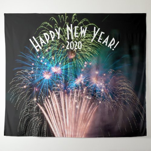 Fireworks New Years Blue Photo Booth Backdrop