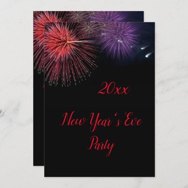 Fireworks New Year's Eve Invitation (Front/Back)