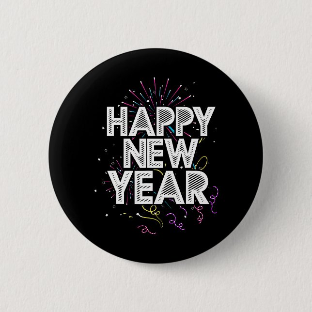 Fireworks New Years Eve Party Celebration Happy Button (Front)