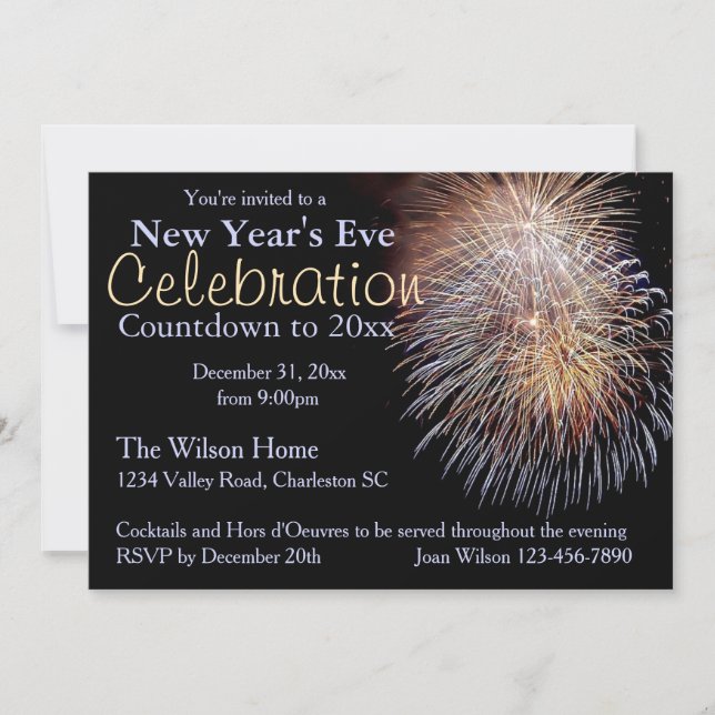Fireworks New Year's Eve Party Invitation (Front)