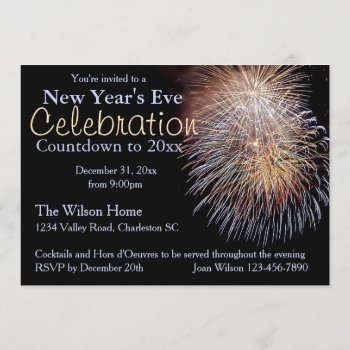 Fireworks New Year's Eve Party Invitation by elizme1 at Zazzle