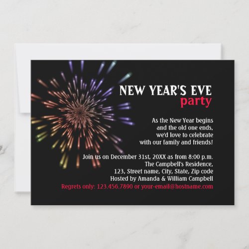 Fireworks New Years Eve Party Invitation