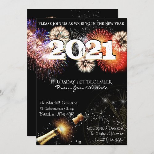 Fireworks New Years Eve Party Invitations