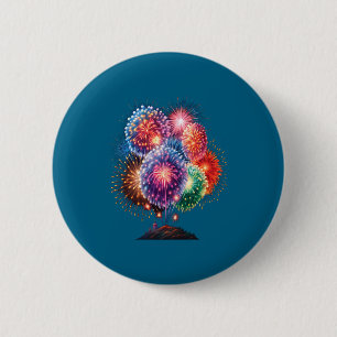 Fireworks New Year's Eve Party Long Sleeve  Button