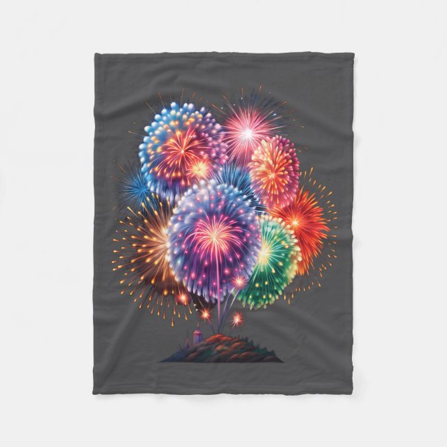 Fireworks New Year's Eve Party Long Sleeve  Fleece Blanket (Front)