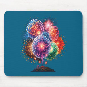 Fireworks New Year's Eve Party Long Sleeve  Mouse Pad