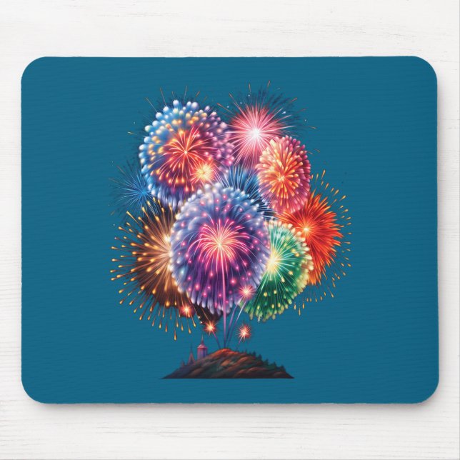 Fireworks New Year's Eve Party Long Sleeve  Mouse Pad (Front)