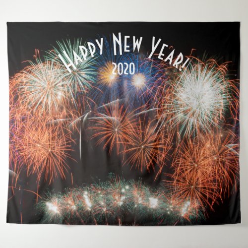 Fireworks New Years Orange Photo Booth Backdrop