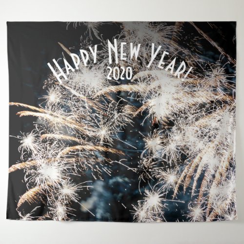 Fireworks New Years White Photo Booth Backdrop