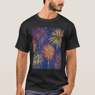 Fireworks Night Sky Celebration Art T-Shirt