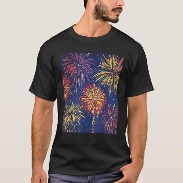 Fireworks Night Sky Celebration Art T-Shirt (Front)