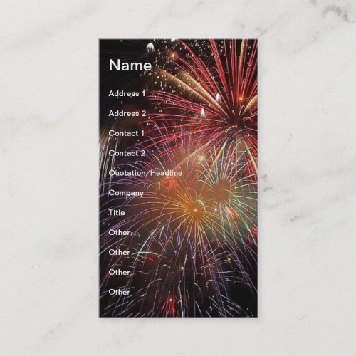 FIREWORKS Nighttime Colorful Explosions! Business Card Template