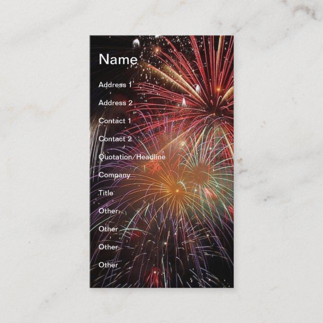 FIREWORKS Nighttime Colorful Explosions! Business Card (Front)