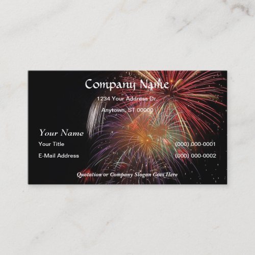 FIREWORKS Nighttime Colorful Explosions Business Card