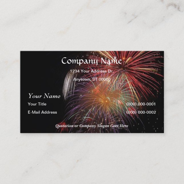 FIREWORKS Nighttime Colorful Explosions! Business Card (Front)