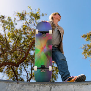 Fireworks of colors - cool fractal art skateboard