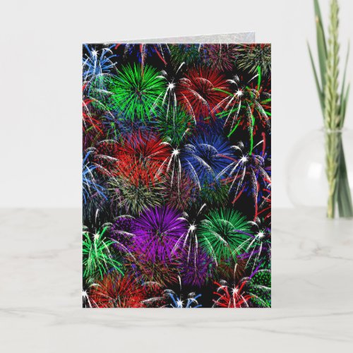 Fireworks on Black  Background Card