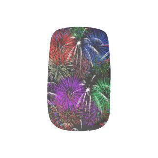 Fireworks on Black  Background Minx Nail Wraps