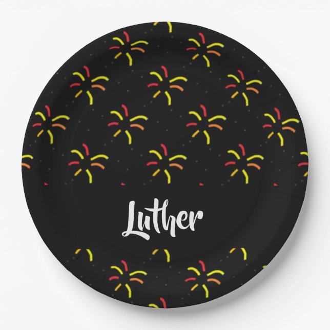 Fireworks on black paper plates (Front)