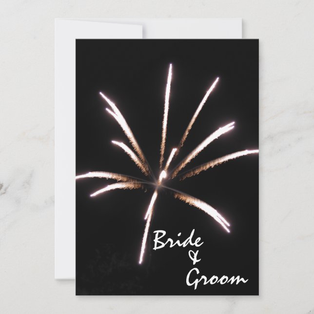 Fireworks on Black Summer Wedding Invitation (Front)