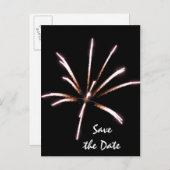 Fireworks on Black Summer Wedding Save the Date Announcement Postcard (Front/Back)