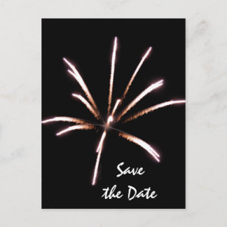 Fireworks on Black Summer Wedding Save the Date Announcement Postcard