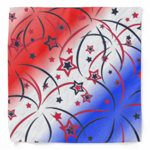 Fireworks on Red White Blue Bandana