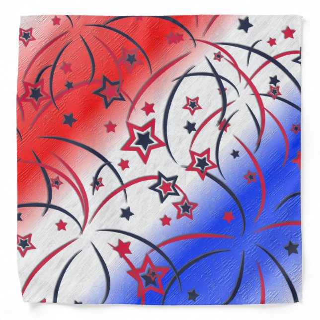Fireworks on Red White Blue Bandana (Front)