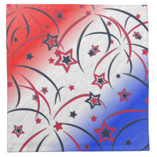 Fireworks on Red White Blue Cloth Napkin