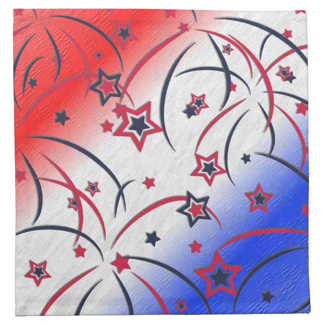 Fireworks on Red White Blue Cloth Napkin (Front)