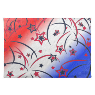 Fireworks on Red White Blue Cloth Placemat
