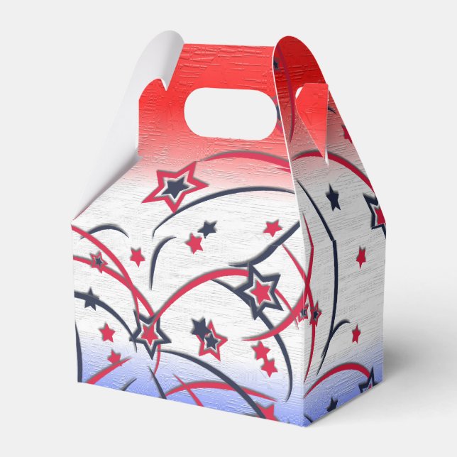 Fireworks on Red White Blue Favor Boxes (Front Side)