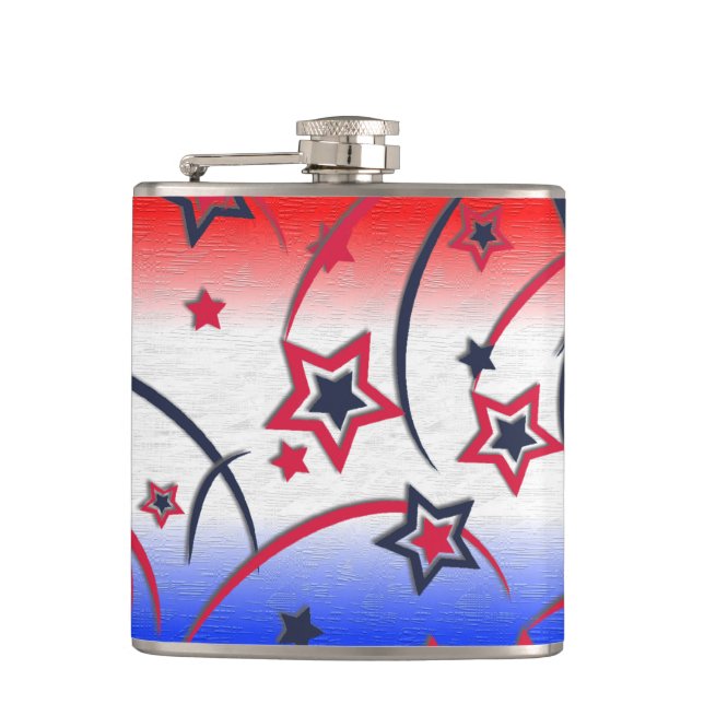 Fireworks on Red White Blue Flask (Front)