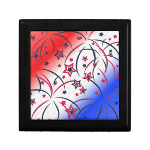 Fireworks on Red White Blue Gift Box