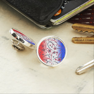 Fireworks on Red White Blue Lapel Pin