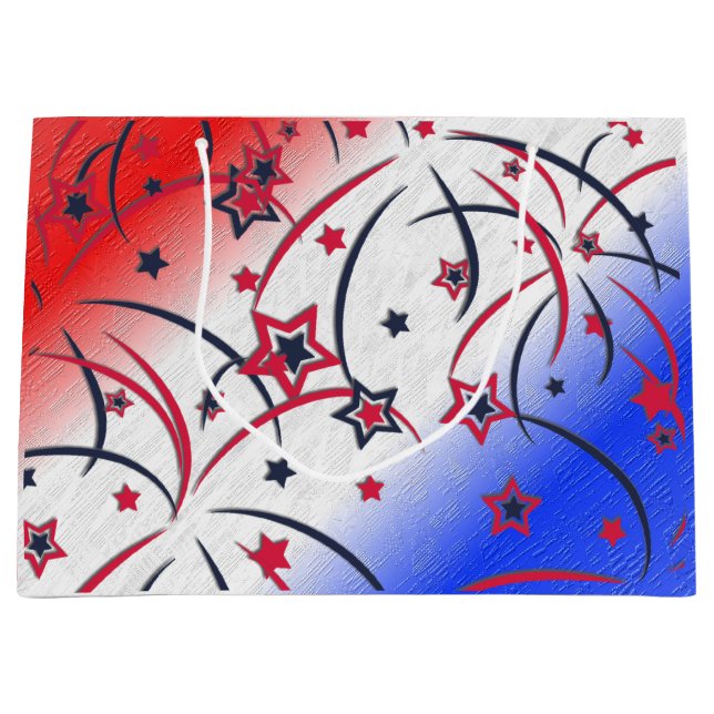 Fireworks on Red White Blue Large Gift Bag (Front)