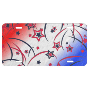 Fireworks on Red White Blue License Plate