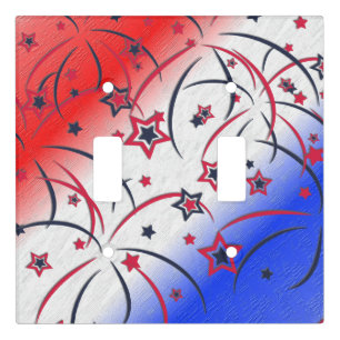 Fireworks on Red White Blue Light Switch Cover