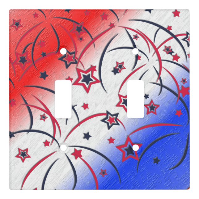 Fireworks on Red White Blue Light Switch Cover (Front)