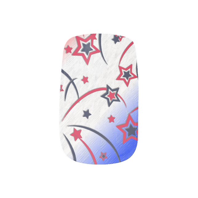 Fireworks on Red White Blue Minx Nail Art (Left Thumb)