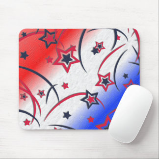 Fireworks on Red White Blue Mouse Pad