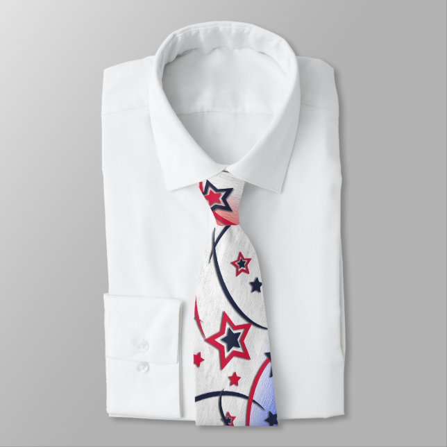 Fireworks on Red White Blue Neck Tie (Tied)