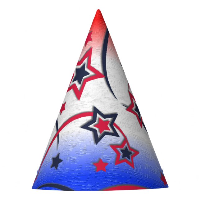Fireworks on Red White Blue Party Hat (Front)