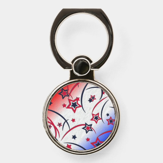 Fireworks on Red White Blue Phone Ring Stand (Front)