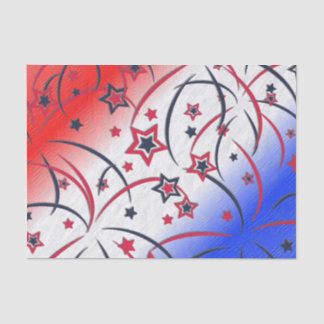 Fireworks on Red White Blue Tissue Paper