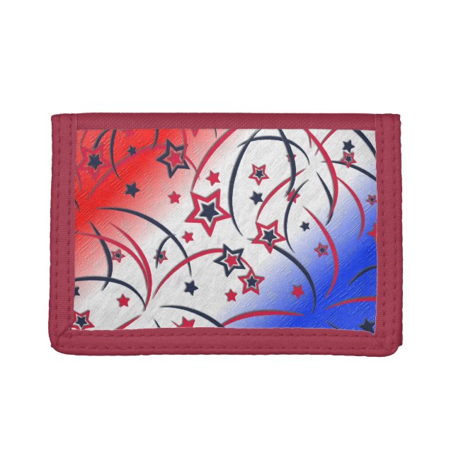 Fireworks on Red White Blue Trifold Wallet (Front)