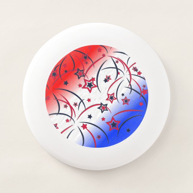 Fireworks on Red White Blue Wham-O Frisbee (Front)