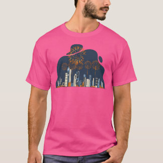 Fireworks Over City Skyline Firework T-Shirt